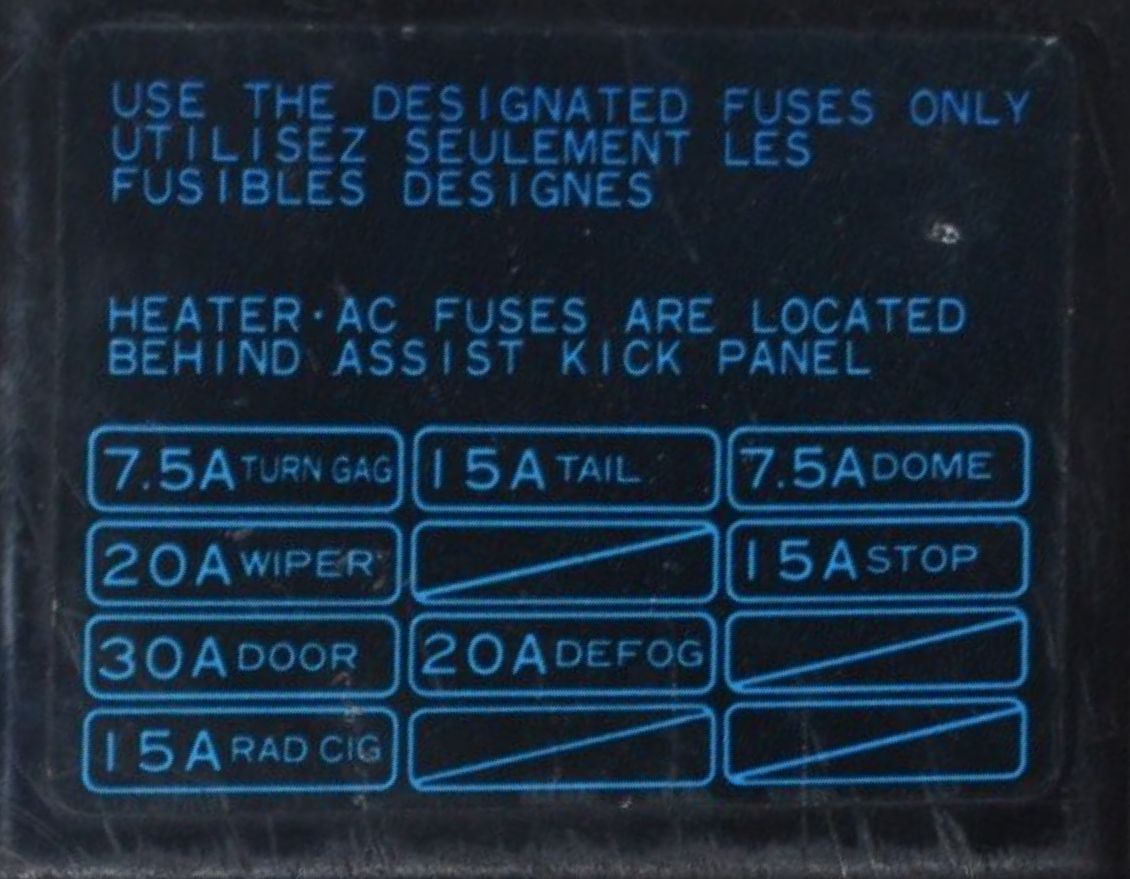 1986 Toyota MR2 fuse box diagram - StartMyCar